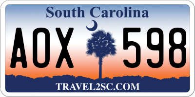 SC license plate AOX598