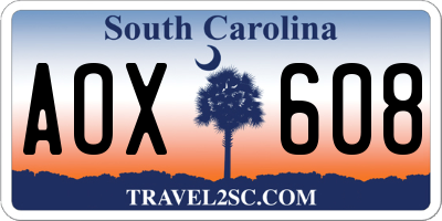 SC license plate AOX608