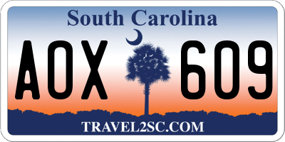 SC license plate AOX609