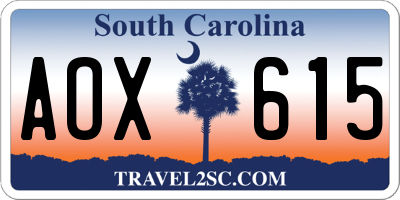 SC license plate AOX615
