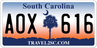 SC license plate AOX616