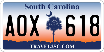 SC license plate AOX618