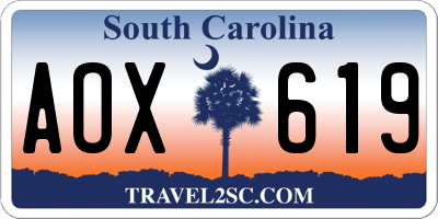 SC license plate AOX619