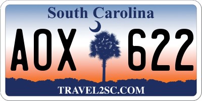 SC license plate AOX622