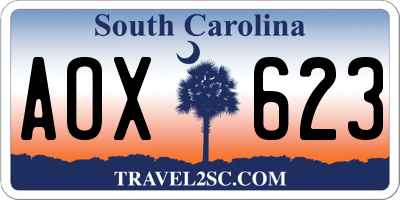 SC license plate AOX623