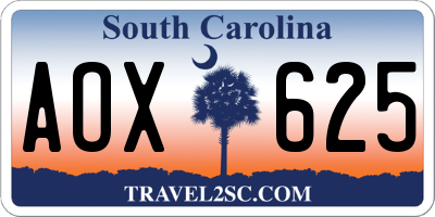 SC license plate AOX625