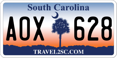 SC license plate AOX628