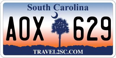 SC license plate AOX629