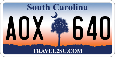 SC license plate AOX640