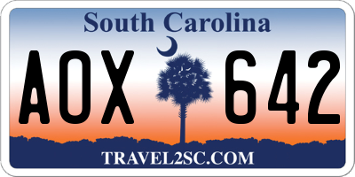 SC license plate AOX642