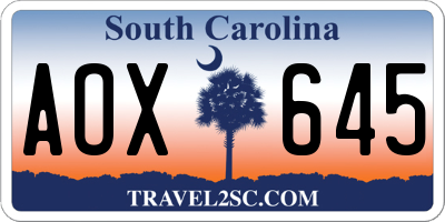 SC license plate AOX645