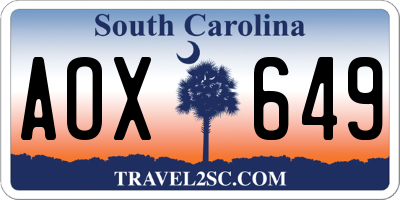 SC license plate AOX649