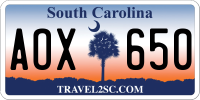 SC license plate AOX650