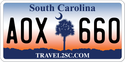 SC license plate AOX660