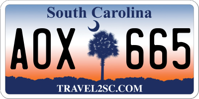 SC license plate AOX665