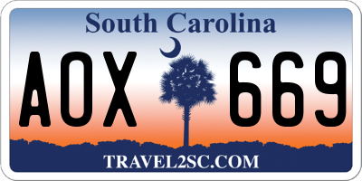 SC license plate AOX669