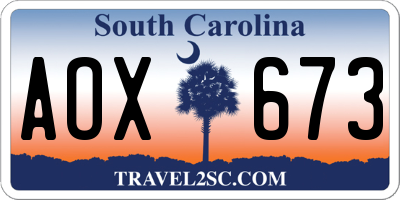 SC license plate AOX673