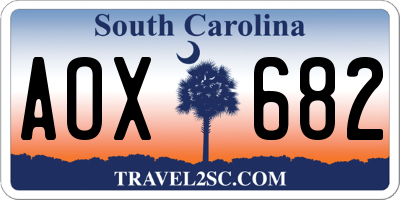 SC license plate AOX682