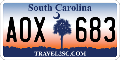 SC license plate AOX683