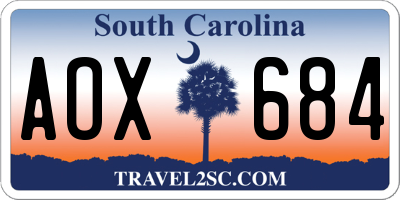 SC license plate AOX684