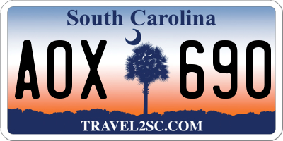 SC license plate AOX690