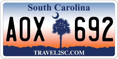 SC license plate AOX692