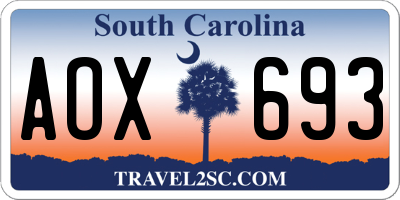 SC license plate AOX693