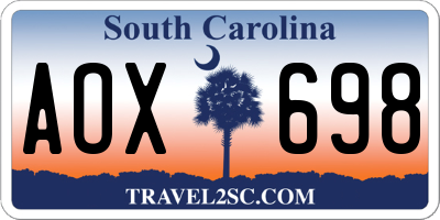 SC license plate AOX698