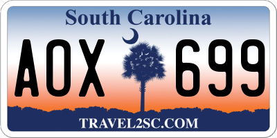 SC license plate AOX699