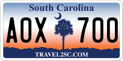 SC license plate AOX700