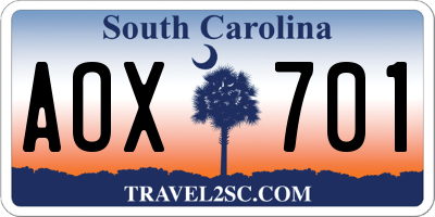 SC license plate AOX701
