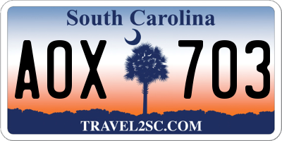 SC license plate AOX703