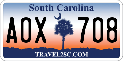 SC license plate AOX708