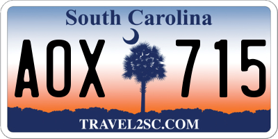 SC license plate AOX715