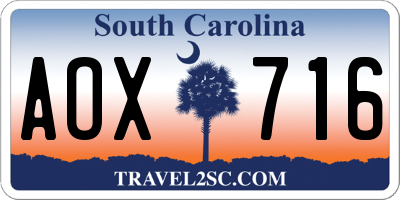 SC license plate AOX716