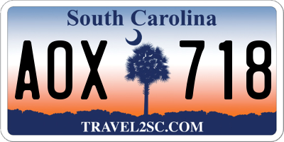 SC license plate AOX718