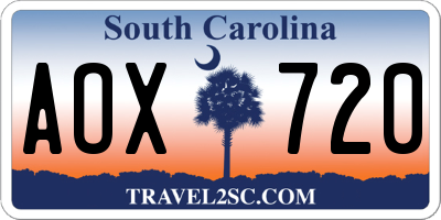 SC license plate AOX720