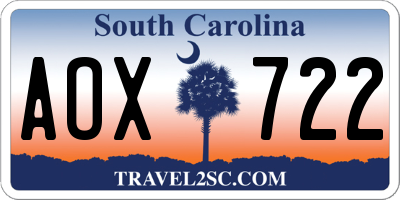 SC license plate AOX722