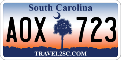 SC license plate AOX723