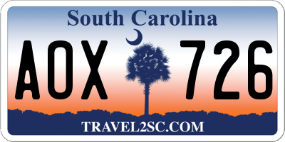 SC license plate AOX726