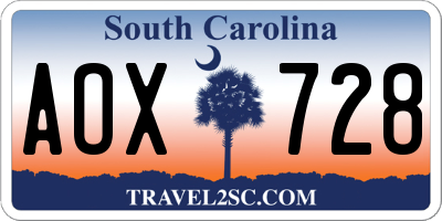 SC license plate AOX728