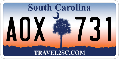 SC license plate AOX731