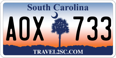 SC license plate AOX733