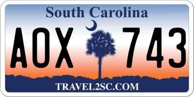 SC license plate AOX743