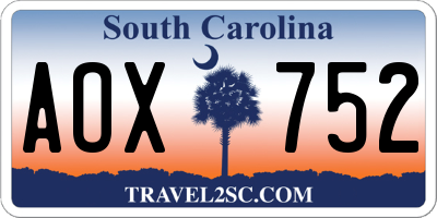 SC license plate AOX752