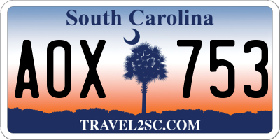 SC license plate AOX753