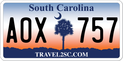 SC license plate AOX757
