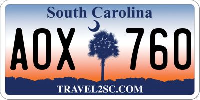 SC license plate AOX760