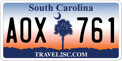 SC license plate AOX761