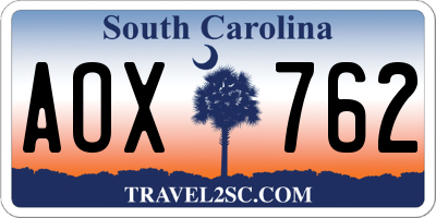 SC license plate AOX762